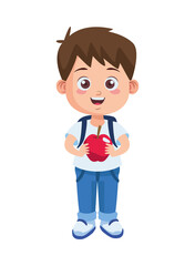 Obraz premium cute little boy student with apple