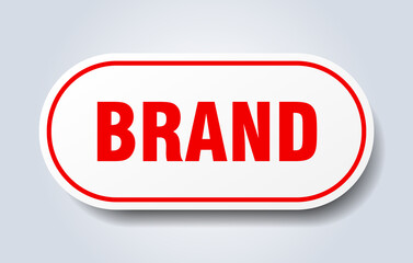 brand sign. rounded isolated button. white sticker