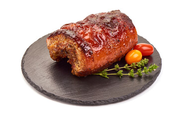 Rolled Porchetta Roast, isolated on white background