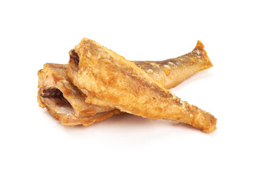 Fried perch fillet, isolated on white background