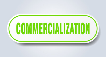 commercialization sign. rounded isolated button. white sticker