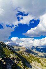 View from high mountain. clouds in the sky