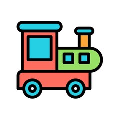 baby toy related baby train with glasses and tires for kids vectors with editable stroke,