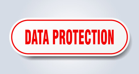 data protection sign. rounded isolated button. white sticker
