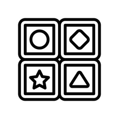 baby toy related toy blocks with star, circle and other shapes for kids vectors in lineal style,