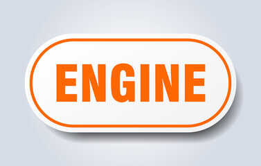 engine sign. rounded isolated button. white sticker