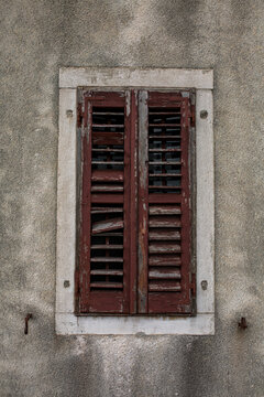 Old rustical brown wooden window