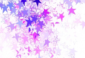 Light Pink, Blue vector layout with bright stars.