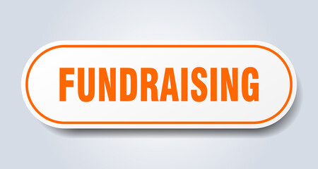 fundraising sign. rounded isolated button. white sticker