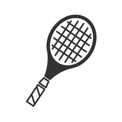 Badminton racket in a flat style. Vector line icon isolated on white background. Sports logo concept. Activity design template for website, mobile app, print. Vector stock illustration.