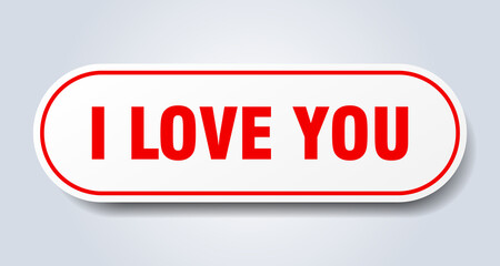 i love you sign. rounded isolated button. white sticker