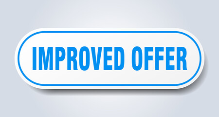 improved offer sign. rounded isolated button. white sticker