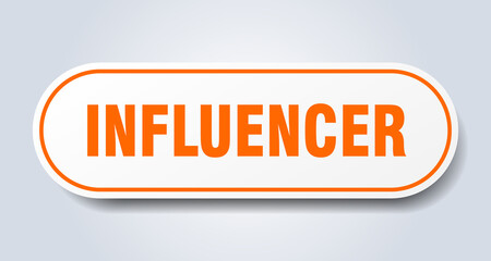 influencer sign. rounded isolated button. white sticker