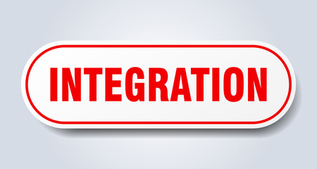 integration sign. rounded isolated button. white sticker