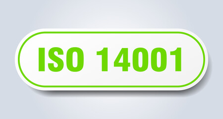 iso 14001 sign. rounded isolated button. white sticker