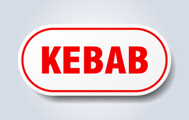 kebab sign. rounded isolated button. white sticker