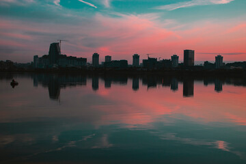 Fototapeta premium sunset over the city
