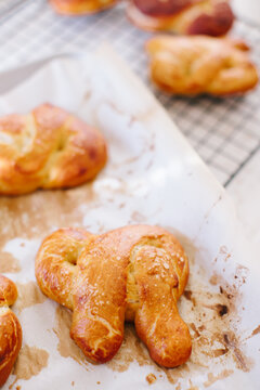 Homemade pretzels fresh out of the oven