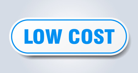 low cost sign. rounded isolated button. white sticker