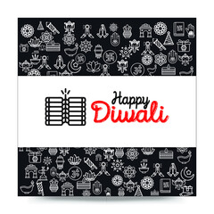 Set of Hand draw Happy Diwali Doodle backgrounds. Objects from Diwali doodle icons.	
