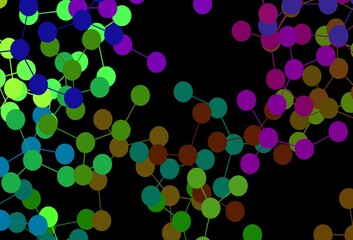 Dark Multicolor vector background with forms of artificial intelligence.