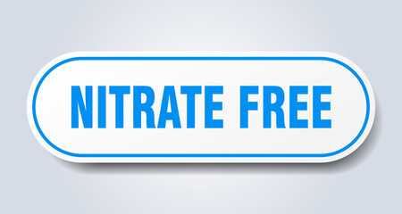 nitrate free sign. rounded isolated button. white sticker