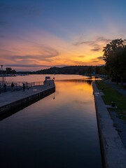 Fototapeta premium sunset over the river