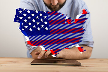 usa america map flag concept banner