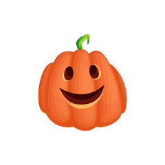 Happy Halloween pumpkin vector illustration. Cartoon jack o lantern character template. Party invitation scary graphic isolated on white Traditional October holiday design element.background.
