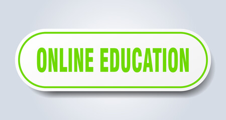 online education sign. rounded isolated button. white sticker