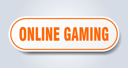 online gaming sign. rounded isolated button. white sticker