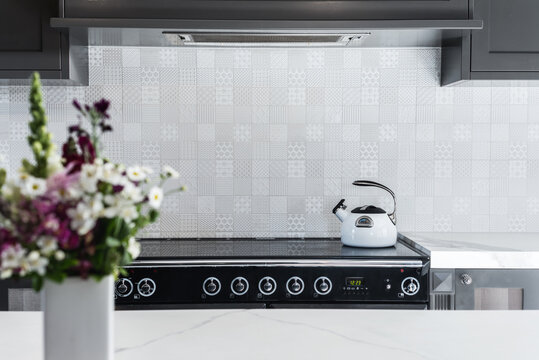 modern kitchen, with wide luxury cooker