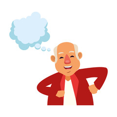 old man dancing with speech bubble active senior character