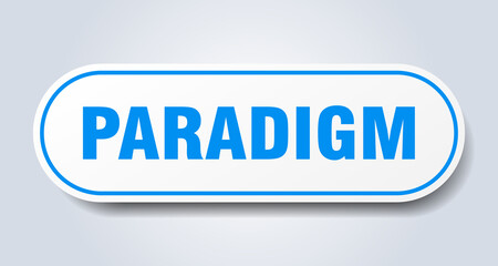 paradigm sign. rounded isolated button. white sticker