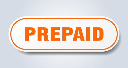 prepaid sign. rounded isolated button. white sticker