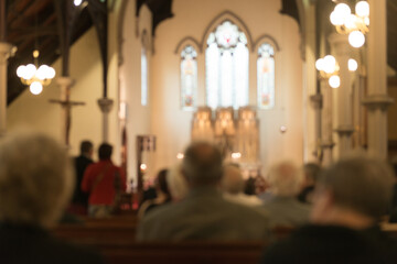 inside a church for a funeral, blurred image