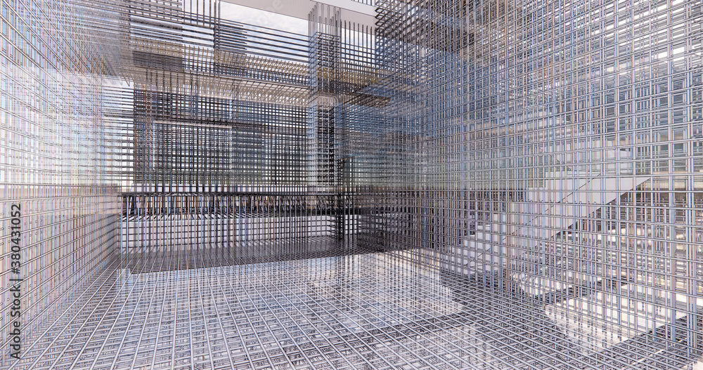 Poster 3d bim model of reinforcement framework of the building