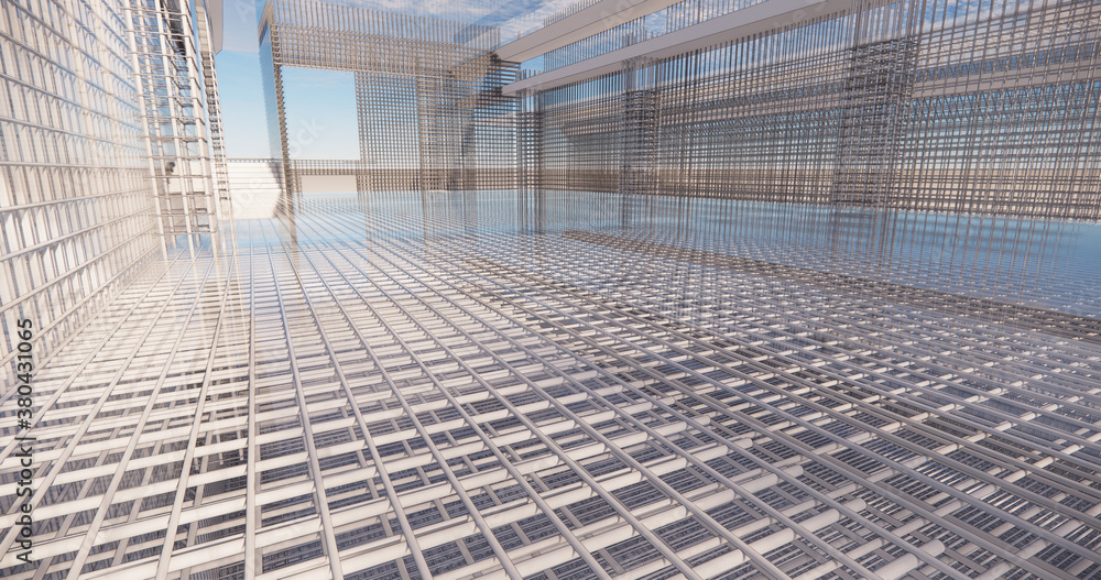 Poster 3d bim model of reinforcement framework of the building