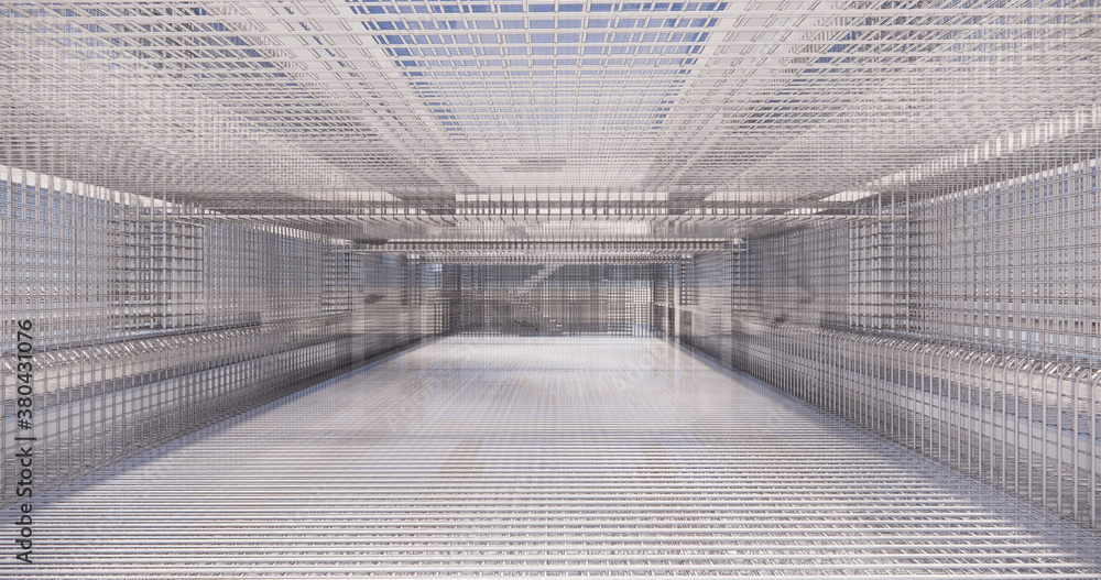 Poster 3d bim model of reinforcement framework of the building