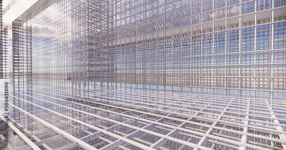 Poster 3d bim model of reinforcement framework of the building
