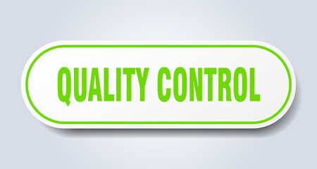 quality control sign. rounded isolated button. white sticker