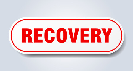 recovery sign. rounded isolated button. white sticker