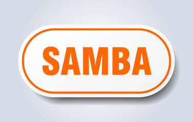 samba sign. rounded isolated button. white sticker