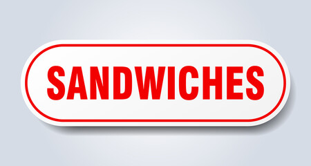 sandwiches sign. rounded isolated button. white sticker