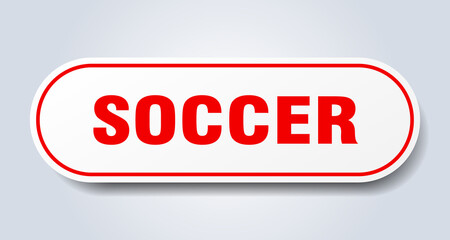 soccer sign. rounded isolated button. white sticker
