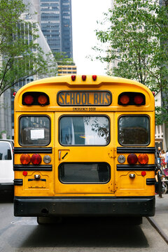 Yellow School Bus in Manhattan Streets