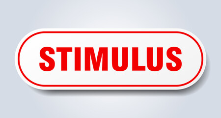stimulus sign. rounded isolated button. white sticker