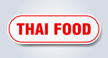 thai food sign. rounded isolated button. white sticker