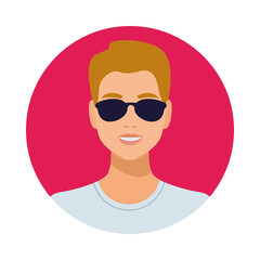 man wearing sunglasses avatar character isolated icon
