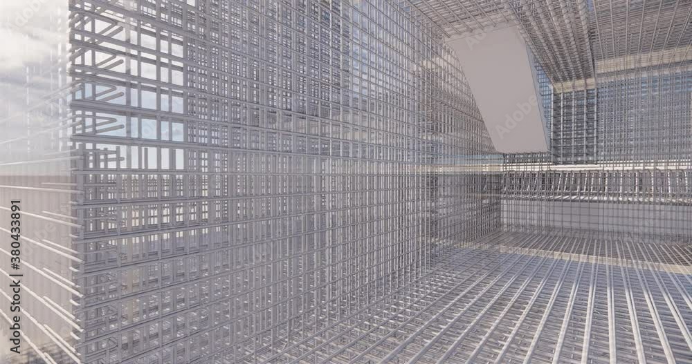 Poster 3d bim model of reinforcement framework of the building